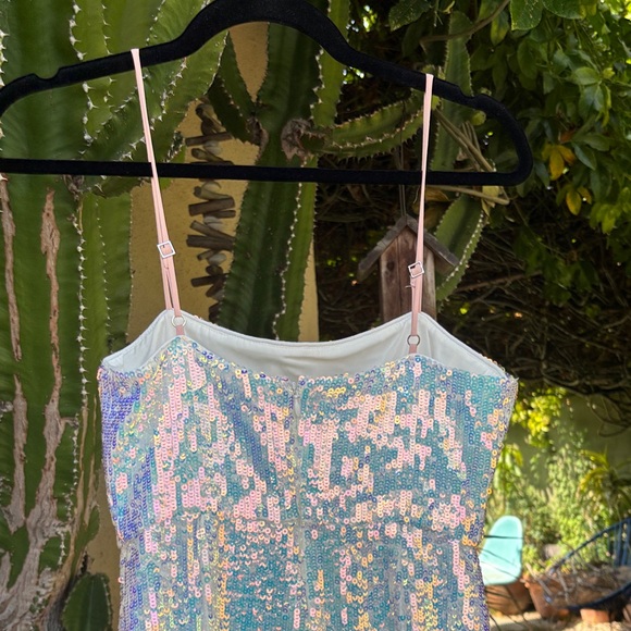 NBD Iridescent Sequin White Spaghetti Strap Dress - Picture 6 of 16